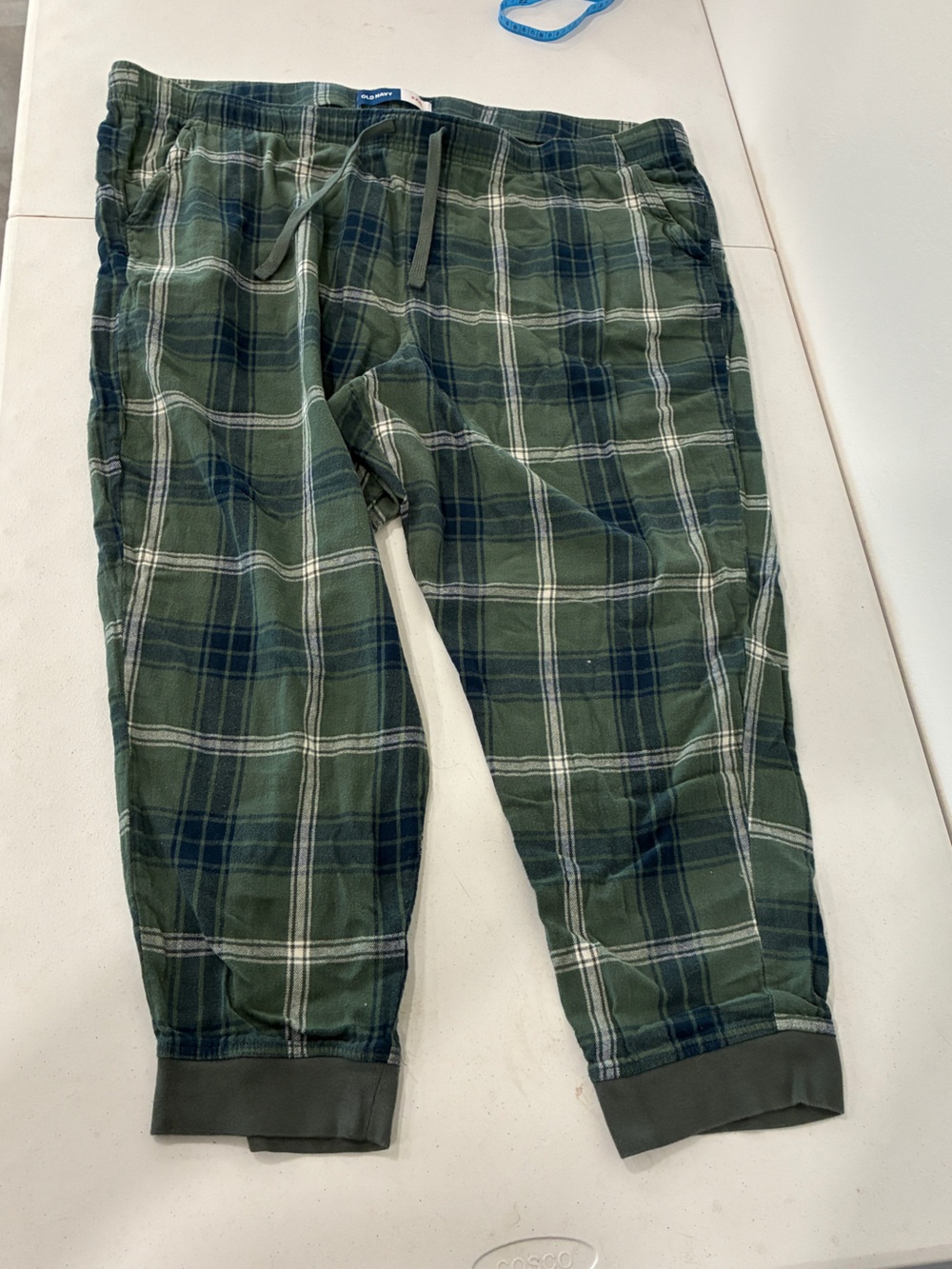 Old Navy Flannel Jogger Pajama Pants Blue Green Plaid- Size XXXL
